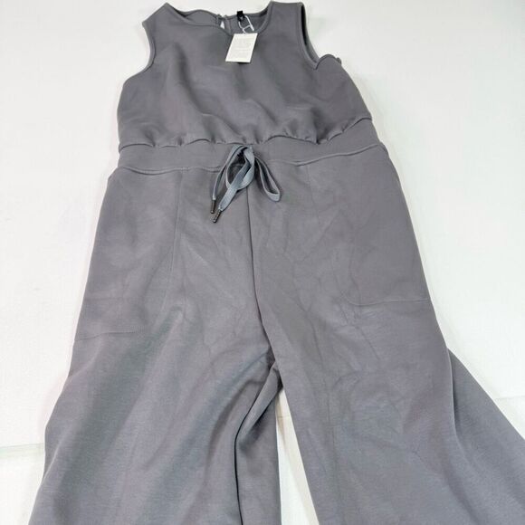 Automet Jumpsuit Womens XL Gray Sleeveless Wide Leg Drawstring Waist Romper New - Picture 4 of 12